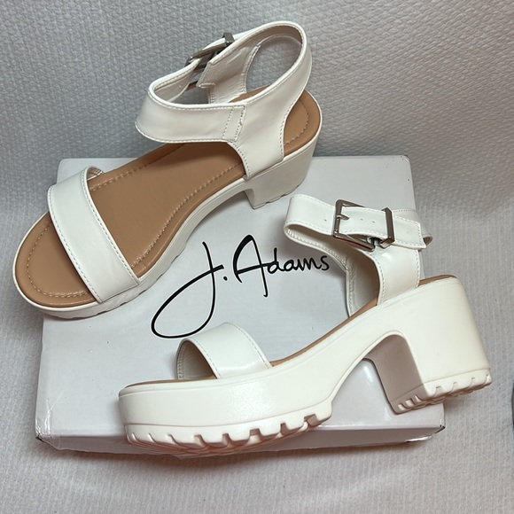 J.Adams Shoes - J. Adams white chunky platform heel size 7
